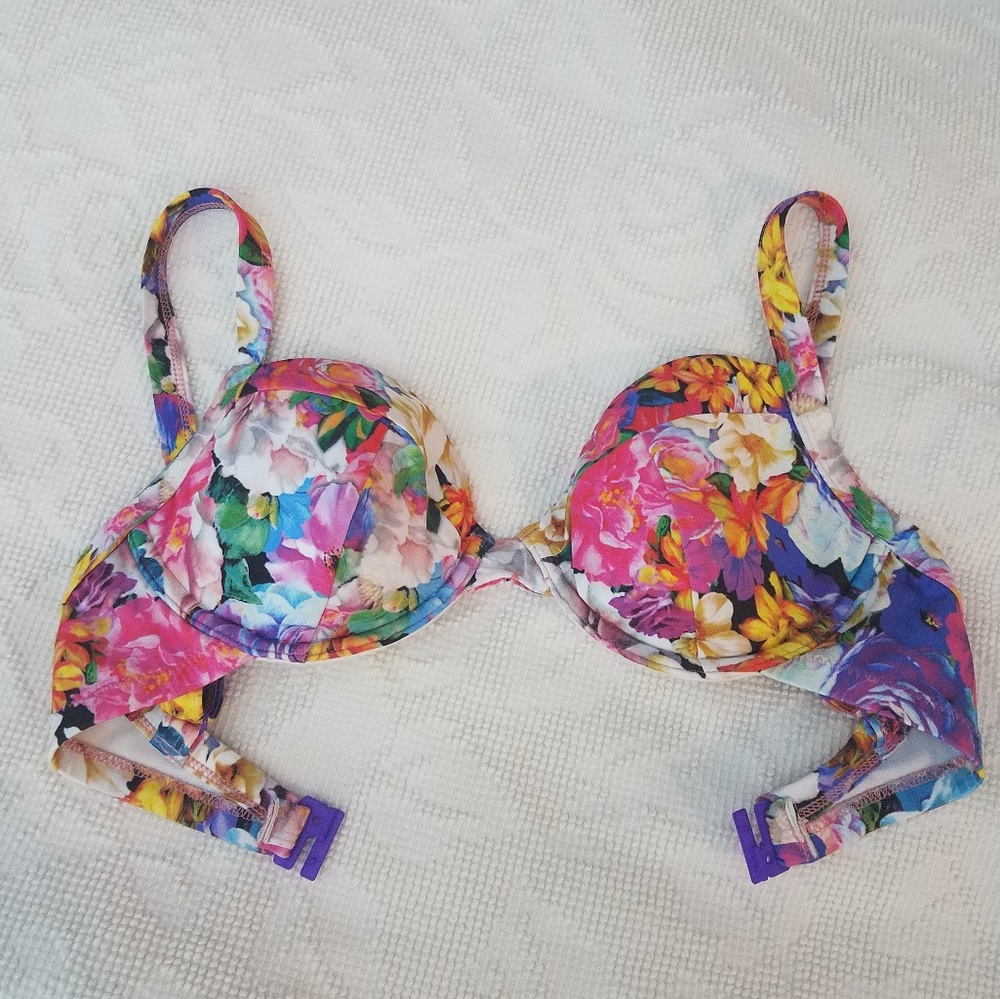 Rainbow Floral Underwire Bikini Top ASOS Swim 32DD
